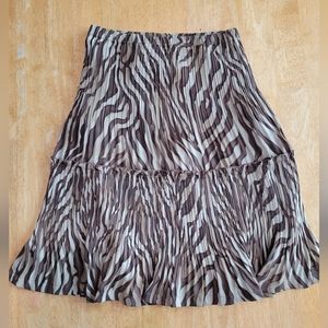 EUC S.L.B Petite brown zebra print midi skirt
